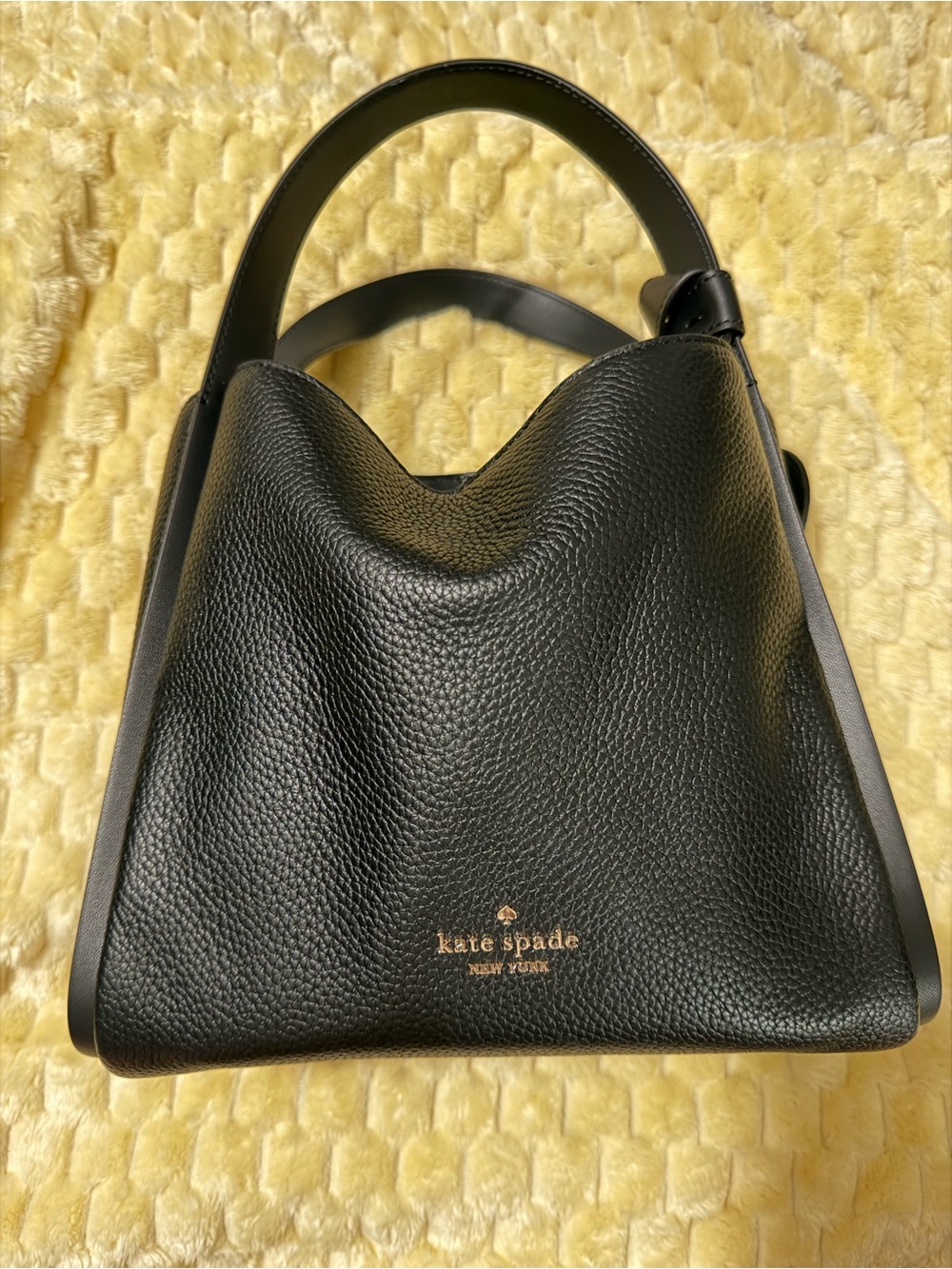 kate spade Black Pebbled Leather Top-Handle Shoulder Bag